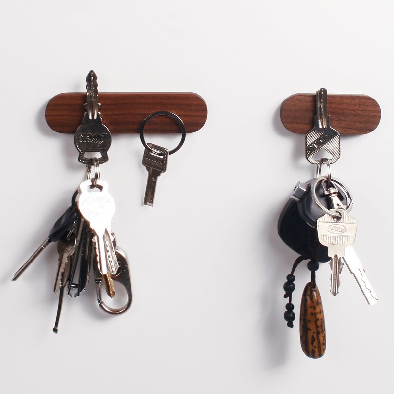 Magnetic wooden key hooks