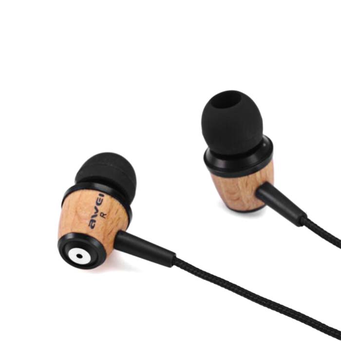 Awei Q9 wooden earphones image