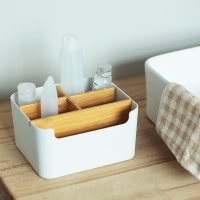 Desktop bamboo storage grid